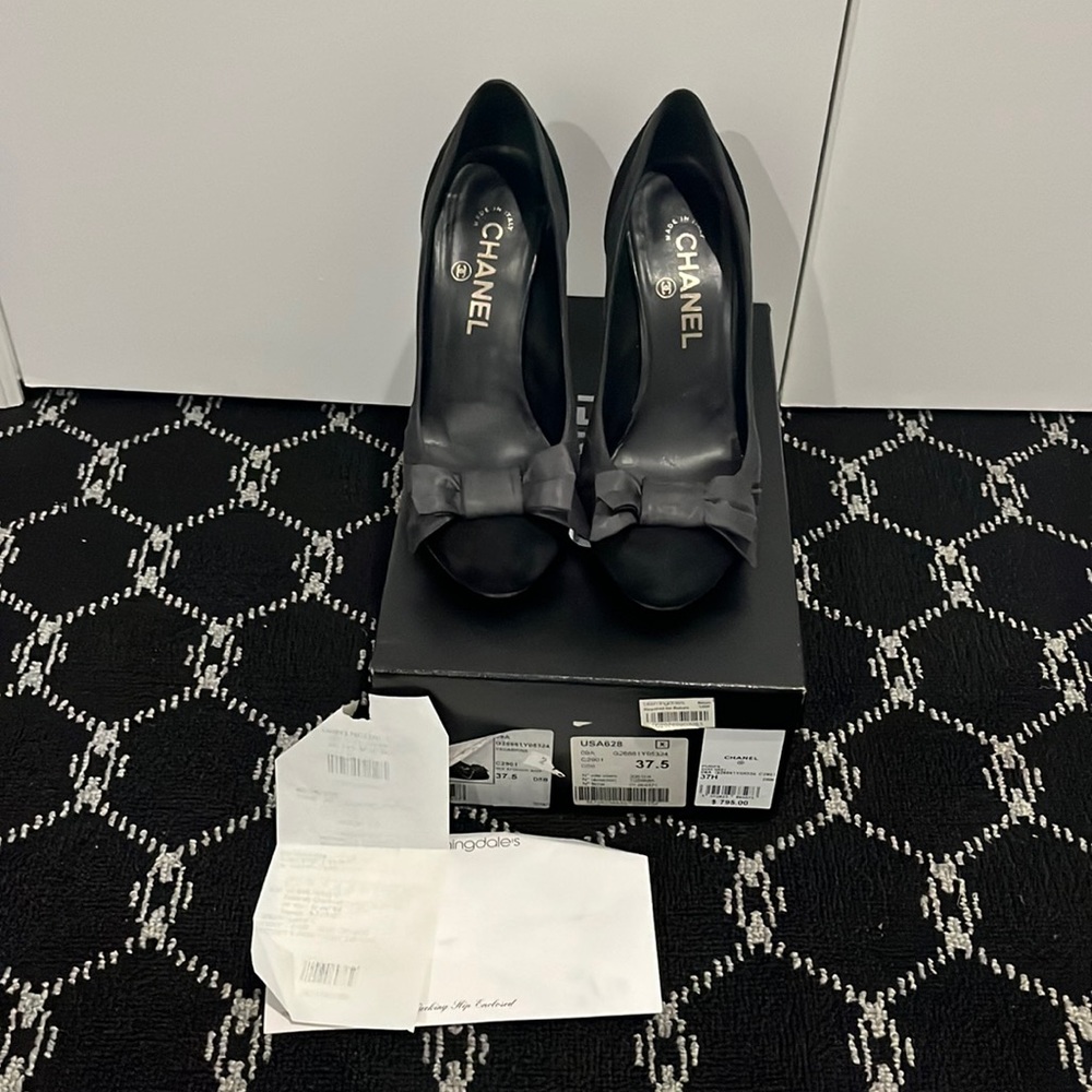 Chanel pumps size 37.5 with box dust bag and receipt from Bloomingdale